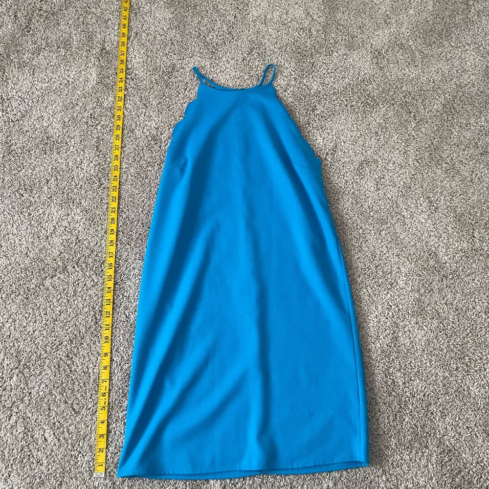 Everly Scalloped Trapeze Dress, Blue, Small